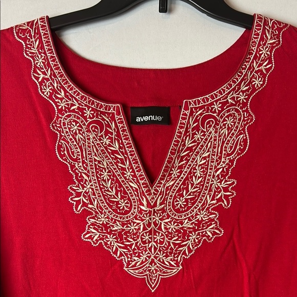 Avenue Women’s Embroidered Top Tunic 3/4 Sleeve 100%Cotton Size 26/28 - Picture 3 of 13